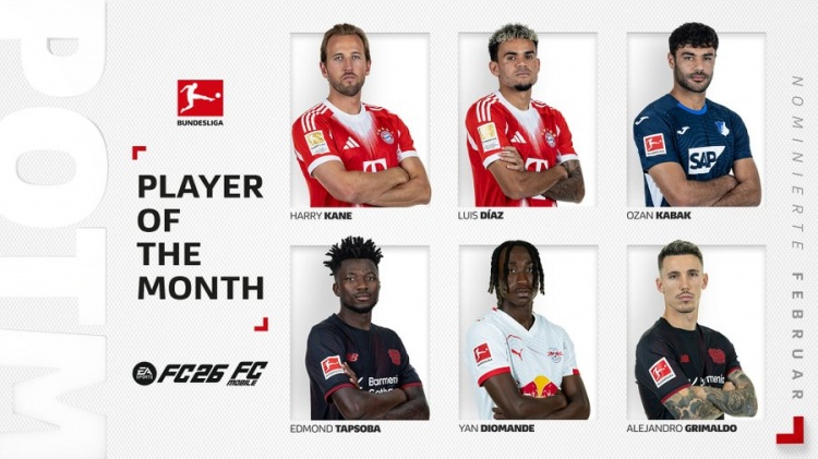 V体育-德甲2月最佳球员候选：凯恩、路易斯·迪亚斯、扬·迪奥曼德在列